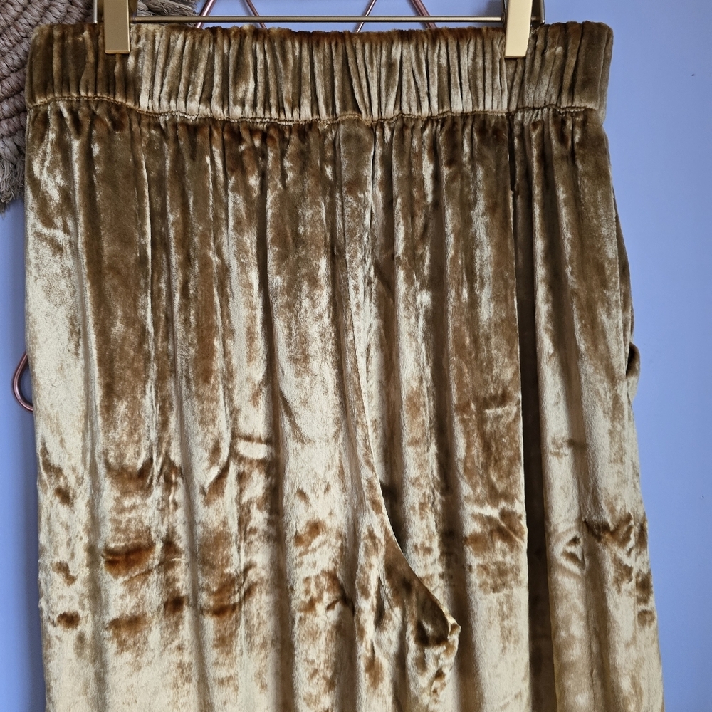Anthropologie, New, Maeve Anastacia Gold Wide Leg Velvet Pants, Size Medium - Picture 8 of 12